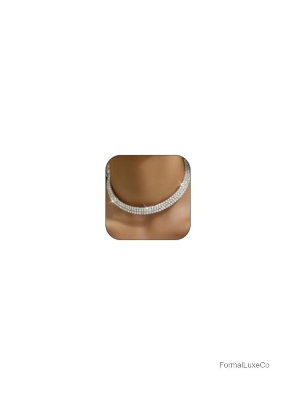 Sparkly Silver Tennis Bling Rhinestone Statement Necklace